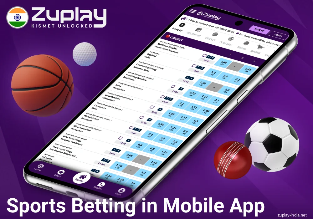 Sports competitions in Zuplay app for Indians