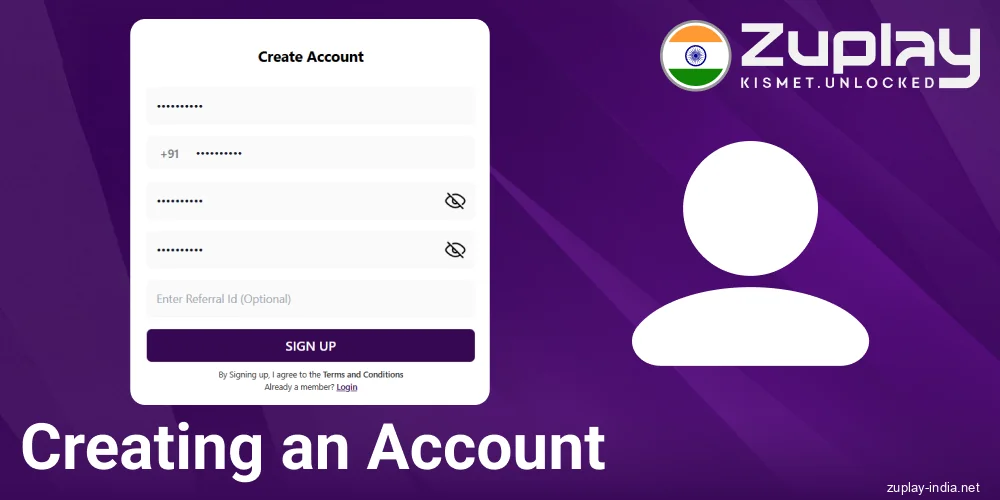 Registration on the Zuplay website for Indians