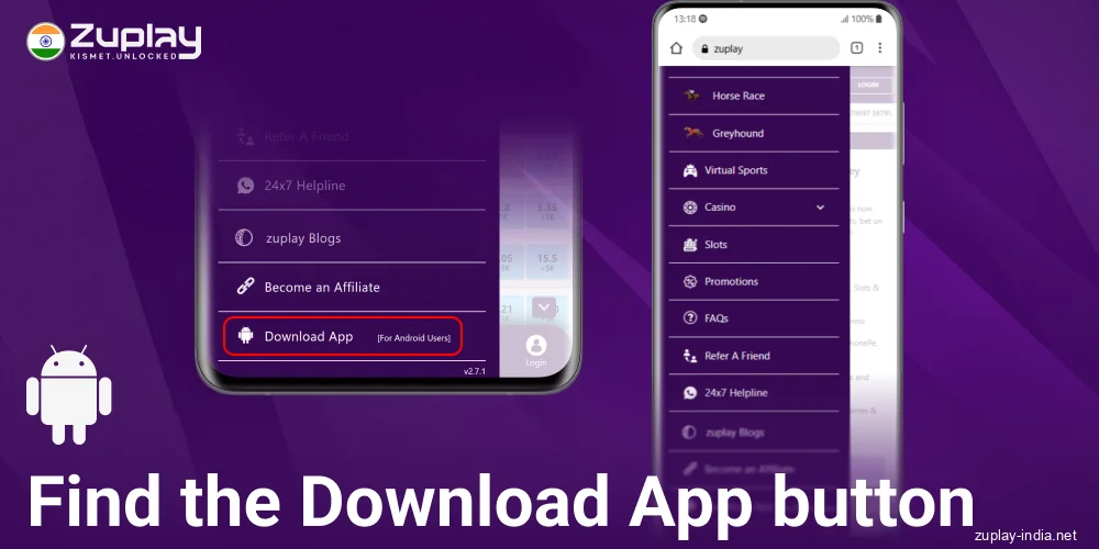 Find the Zuplay IN app download button