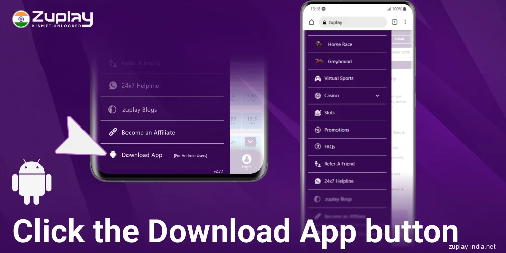 Click the Zuplay India app download button