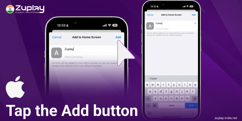 Confirm adding Zuplay IN app