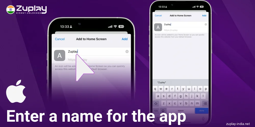 Enter Zuplay IN iOS app name