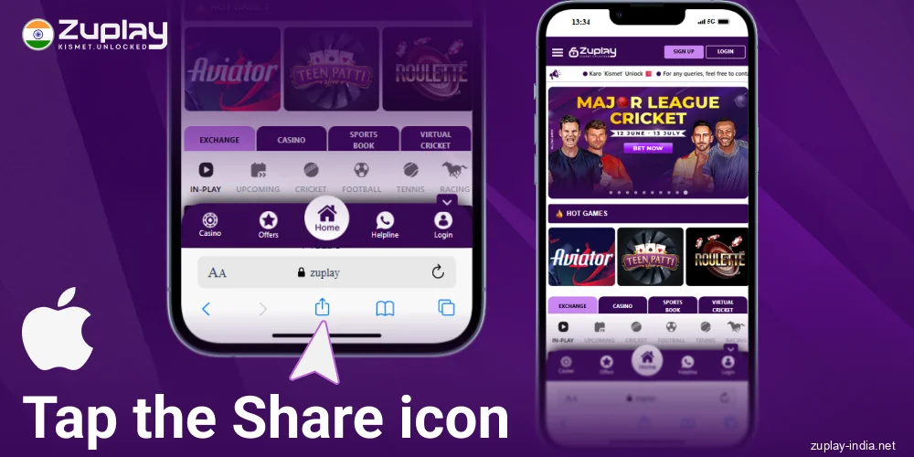 Click Zuplay India Share button